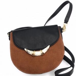 Stella & Dot Black and Brown Crossbody Bag